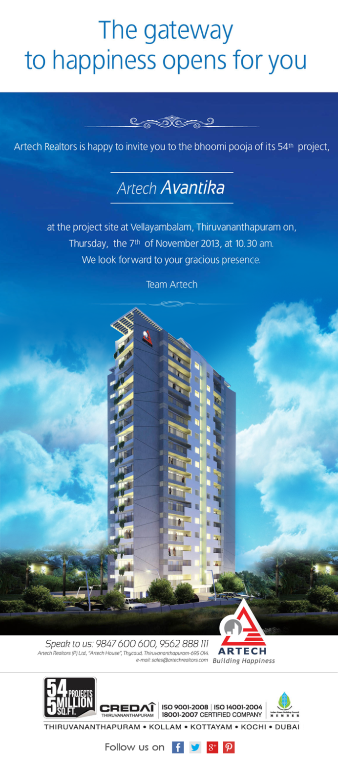 Invitation to Artech Avantika's Bhoomipooja